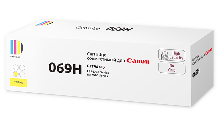 Картридж 069H Y (5095C002) для Canon, желтый (без чипа) 5,5k