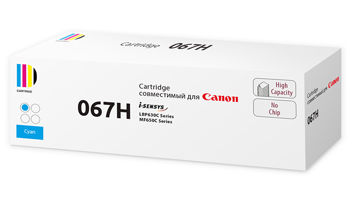Картридж 067H C (5105C002) для Canon, голубой (без чипа) 2,35K