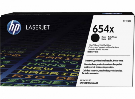 Картридж 654X для HP CLJ Flow M680z/M651dn/M651n/M651xh/M680dn/M680f,20,5К (О) чёрный  CF330X